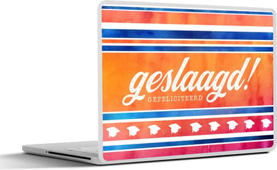 Laptop sticker - 13.3 inch - Spreuken - Geslaagd - 'Geslaagd, gefeliciteerd' - Quotes - 31x22,5cm - Laptopstickers - Laptop skin - Cover