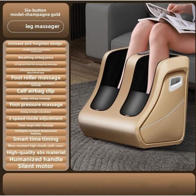 Voet- en Kuitmassageapparaat Warmte Plantaire Verlichting Circulatie Shiatsu Diepe Kneedcompressie Verstelbaar voor Vrouwen en Mannen Fabrieksverkoop US Plug goud