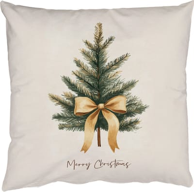 Sierkussens - Kussentjes Woonkamer - 50x50 cm - Kerstboom - Kerst - Merry Christmas - Beige - Kerstdecoratie voor binnen - Kerstversiering woonkamer decoratie - Kerstmis versiering in huis - Christmas decorations - Kerstaccessoires