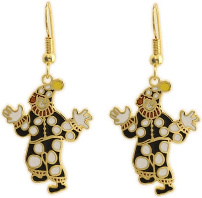 Behave - Oorhangers dames - clown - zwart - goudkleurig - 5 cm