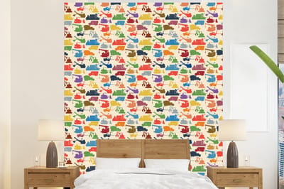 Behang - Fotobehang Patronen - Kraan - Boot - Jongens - Kinderen - Kids - Breedte 225 cm x hoogte 280 cm