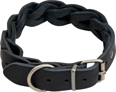 Animal Boulevard Ab30000 - Hals- En Leibanden - Hond - Ab Country Leather Gevlochten Halsband Zwart-25mmx36-43cm - Maat: 25mmx36-43cm