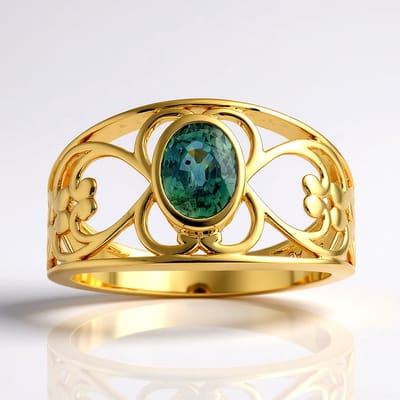 Cavill - Zilveren ring met gouden plating - Petrolkleurige ovale saffier 0,986 ct - Bezel zetting - Verfijnde zilveren ring dames - Ring met edelsteen