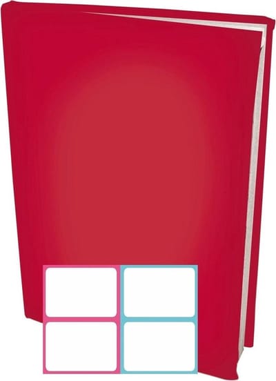 Rekbare Boekenkaften A4 - Rood - 6 stuks inclusief kleur labels