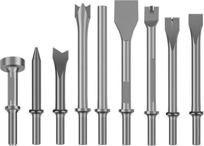Luchthamer Bitset - Metaalbewerking Beitels - Roest Verwijderen - 9 Delige Set - 10cm Lengte - Metaal