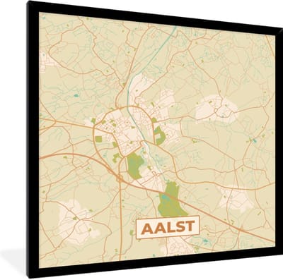 Fotolijst incl. Poster - Aalst - Stadskaart - Kaart - Plattegrond - Vintage - 40x40 cm - Posterlijst