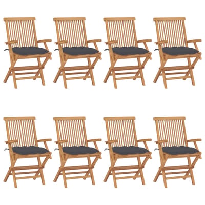 vidaXL - Inklapbare - stoelen - 8 - st - met - antracietkleurige - kussens
