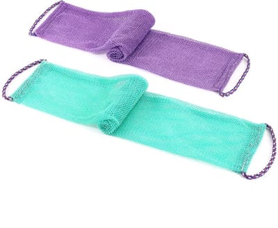 African net sponges-afrikaanse spons-net sponges-2pack snel schuimend, ruwe reiniging, lichtgewicht en gemakkelijk te gebruiken - Paars, groen-75 x 14 x 0,5 cm