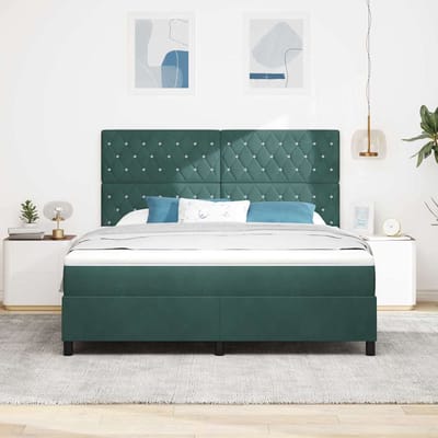 vidaXL - Boxspring - bed - met - matras - Donkergroen - 180 - x - 200 - cm - Fluweel