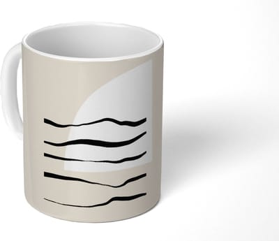 Mok - Koffiemok - Abstract - Lijn - Pastel - Mokken - 350 ML - Beker - Koffiemokken - Theemok