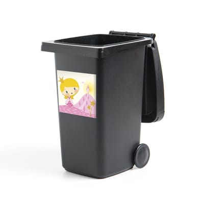Container sticker Feeën illustratie - Een illustratie van een prinses met een paar feeën stokjes Klikosticker - 40x40 cm - kliko sticker - weerbestendige containersticker