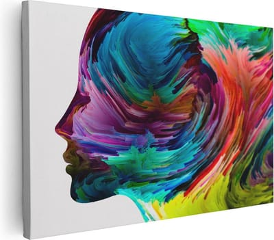 Artaza Canvas Schilderij Abstract Silhouet - 90x60 cm - Wanddecoratie Kleurrijk - Muurdecoratie Woonkamer - Schilderijen Op Canvas