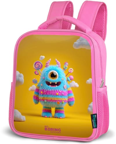 NoBoringSuitcases.com® - Rugzak roze - Schooltas meisjes - Snoep - Monster - Regenboog - Kinder rugtas meisje - Boekentas kind - Kinderrugzak voor school - Schoolrugzak