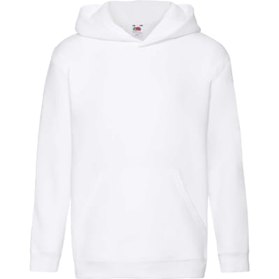 Fruit Of The Loom Kinder Unisex Premium 70/30 Sweatshirt met Capuchon / Hoodie (Wit)