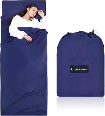 Compacte Microfiber Slaapzak 90cm x 220cm met Extra Kussencompartiment, Ultralichte Reis Slaapzak voor Volwassenen, Perfect voor Kamperen, Wandelen en Hostels
