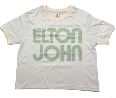 Elton John - Retro Text Ringer Crop top - S - Grijs