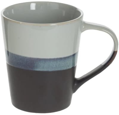 Secret de Gourmet Koffiemokken Lagune - 1x stuks - Keramiek - grijs/blauw - 360 ml - 9 x 10 cm