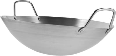 Roestvrijstalen Wokpan - Koekenpan Ronde Pan - Koken en Grillen - Duurzaam Keukenaccessoire - 30 cm - Zilver