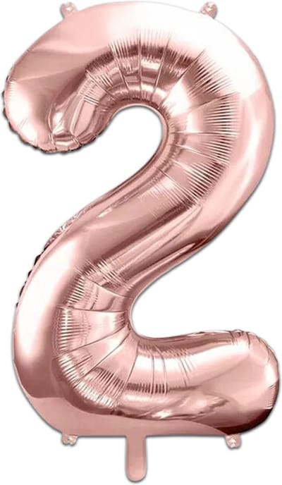 LUQ - Cijfer Ballonnen - Cijfer Ballon 2 Jaar Rose Goud XL Groot - Helium Verjaardag Versiering Feestversiering Folieballon