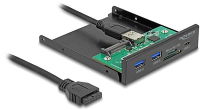Delock 3.5″ Frontpanel USB 5 Gbps met USB-C, 2x USB-A en SD-kaartlezer
