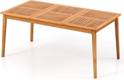 KOMFOTTEU Tuintafel met 5 cm schermgat, eettafel van acaciahout, houten tafel voor 6 personen, terrastafel voor tuin, achtertuin, veranda