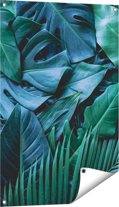 Gards Tuinposter Tropische Groene Bladeren - 60x90 cm - Tuindoek - Tuindecoratie - Wanddecoratie buiten - Tuinschilderij