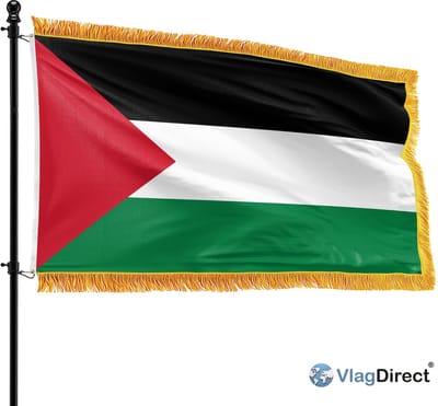 VlagDirect - Luxe Palestijnse vlag - Luxe Palestina vlag - 90 x 150 cm - Franjes.