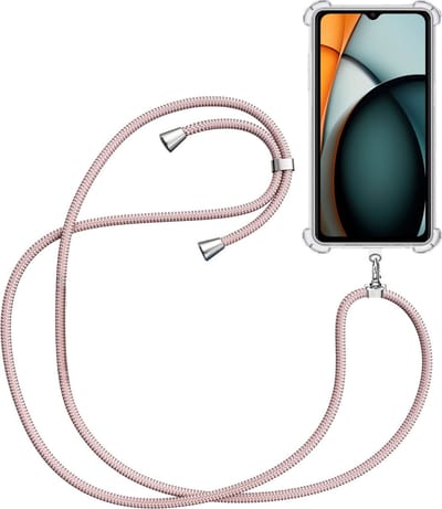 Telefoonkoord + Hoesje Geschikt voor Xiaomi Redmi A3 - Lengte Verstelbaar - Telefoonketting - Shock Proof Case - Rose