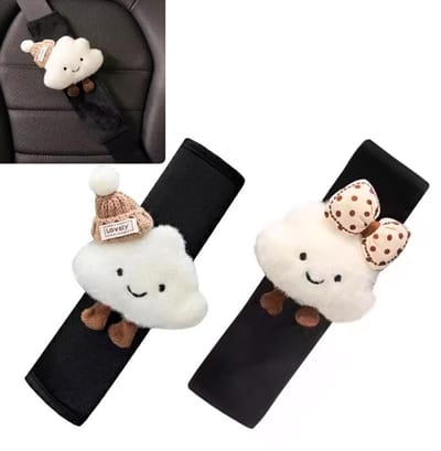 Dailygoods - Gordelkussens voor de auto, 2 stuks, zacht pluche materiaal, gordelkussen voor kinderen, cartoon-patroon, afneembare veiligheidsgordelhoezen, geschikt voor autoveiligheidsgordels