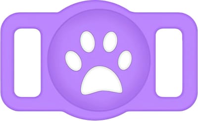 Ainy Siliconen AirTag houder paars - GPS case voor katten en honden