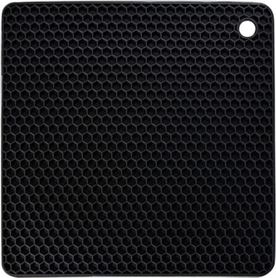 Fako® - Pannenonderzetter Hittebestendig - Onderzetter Voor Pannen - Siliconen Mat - Potopener - 18x18cm - Vierkant - Zwart