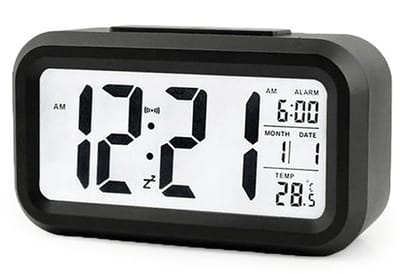 Dailygoods- Wekker Digitale LCD - Achtergrondverlichting - Temperatuurweergave - Datumkalender - Hoogwaardig ABS - Compact 13,6x7x4,6 cm - Klok
