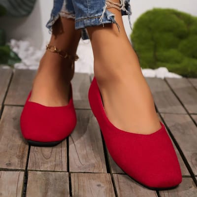 Nieuwe Lente Herfst Dames Schoenen Comfortabele Platte Schoenen Dames Flats Loafers Ondiepe Instapschoenen 40 red