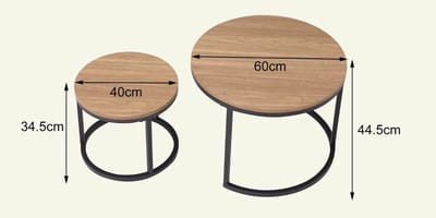 JOYNEXTBUY - Salontafel set 2-in-1 - Ronde Bijzettafels - Nesttafels - Scandinavisch - Multifunctioneel - Koffietafel - Dark Oak