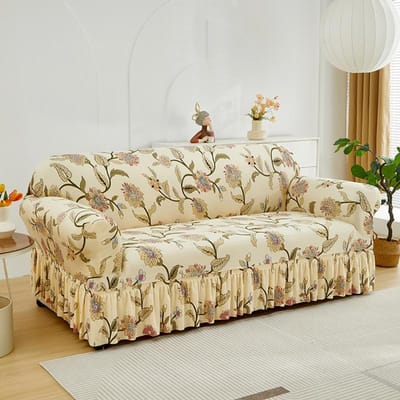 1 stuk Gedrukte Rok Bankhoes, elastisch, antislip. Simpel, modern, alle seizoenen, stof- en katbestendig. Intrekbaar, wasbaar, duurzaam. 1-Seater beige
