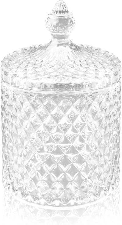 Herbruikbare Poeder Puff Container van 10 cm, Dikke Glas Jar met Deksel voor Make-up, Sieraden en Snoep - Ideaal voor Vrouwen en Meisjes