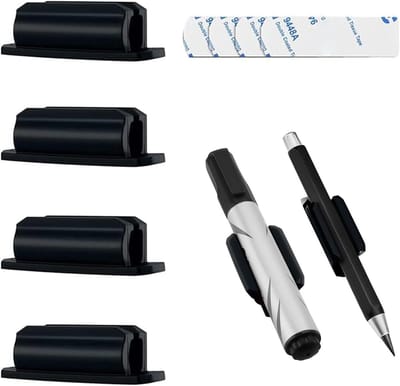 Silicone Pen Holder Set - Zelfklevende Penhouder voor Bureau - Zwart - 4 Stuks