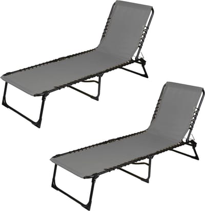 "LE PLAYA" – SET VAN 2 LIGBEDDEN GRIJS ANTRACIET 187X56XH26/85CM