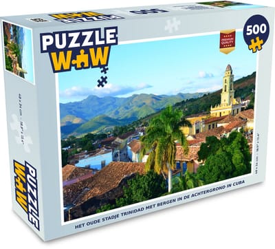 Puzzel Het oude stadje Trinidad met bergen in de achtergrond in Cuba - Legpuzzel - Puzzel 500 stukjes