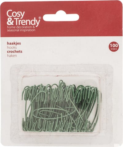 Cosy & Trendy Kerstbalhaakjes - 100x - groen - 4 cm - kerstballen ophangen - kerstversiering