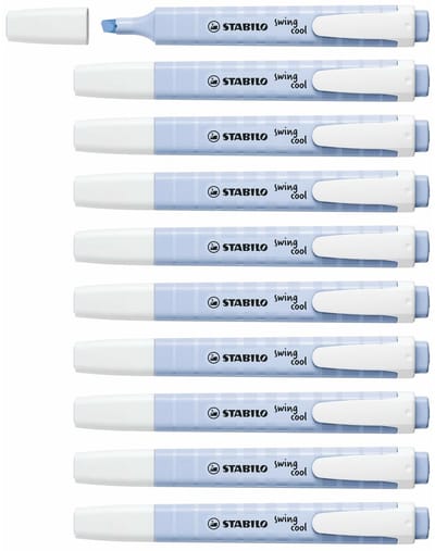 STABILO swing cool - Markeerstift - Perfect Voor Onderweg - Pastel - Babyblauw - Doos 10 stuks