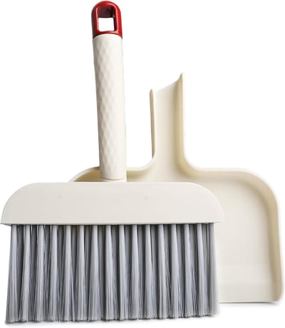 KZQ Mini stoffer en blik set - Mini stoffer en blik set, kleine bezem en stoffer set, handbezem, stoffer en blik set geschikt voor bureaus, eettafels, huis en keuken.