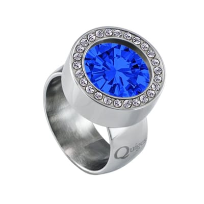 Quiges RVS Schroefsysteem Zirkonia Ring Zilverkleurig 16mm met Verwisselbare 12mm Mini Munt - SLSRS48216