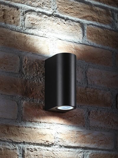 Tweeweg Wandlamp Zwart Aluminium Buiten en Binnen - Inclusief 2x 7W LED