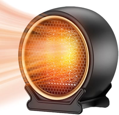 Ynkkvre - Mini Ventilatorkachel –Mini Keramische Kachel 1200W – Veilig met Kantel- & Oververhittingsbeveiliging, Stil, PTC Verwarming, Compact & Draagbaar voor Slaapkamer, Kantoor en Bureau