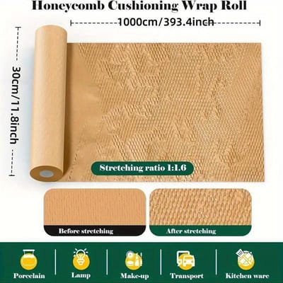 1 Rol Honingraat Verpakkingpapier Rol - 10 Meter Schuim Buffer Verpakking voor Verzending, Cadeauboxen en Kwetsbare Items 10m