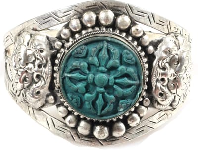 Heaven Eleven - dames - armband - rvs - zilver - 925 - turkoois - turquoise - buddha - 6mm - 17cm