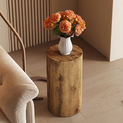 MODENUIT Bijzettafel - Ronde Tafel Voor Woonkamer En Zithoek - MDF Met Houtlook - 30 Cm Diameter, 55 Cm Hoog
