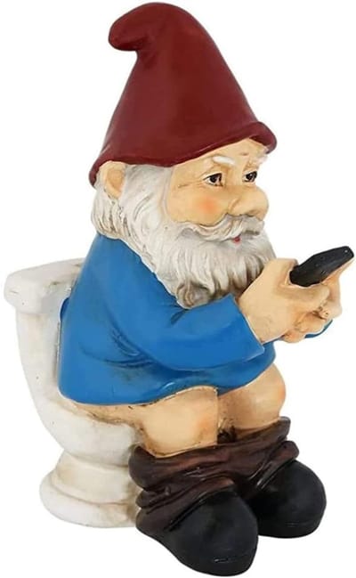 Grappige Tuinfiguur - Dwerg Toilet - Tuindecoratie - Weerbestendig Hars - 13 cm Hoog - Blauw