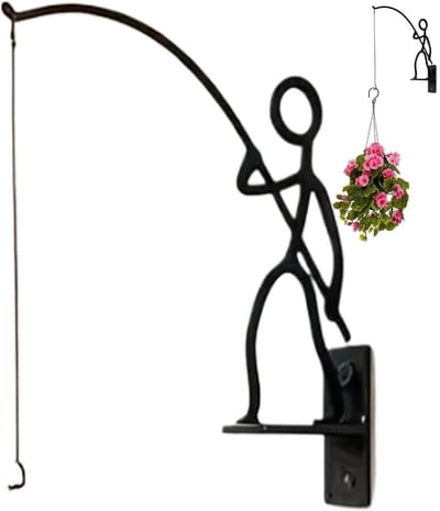 Plantenhouder Muur - Decoratieve Hanger - Planten Presenteren - Vissers Silhouet - 22 x 20 cm - Zwart